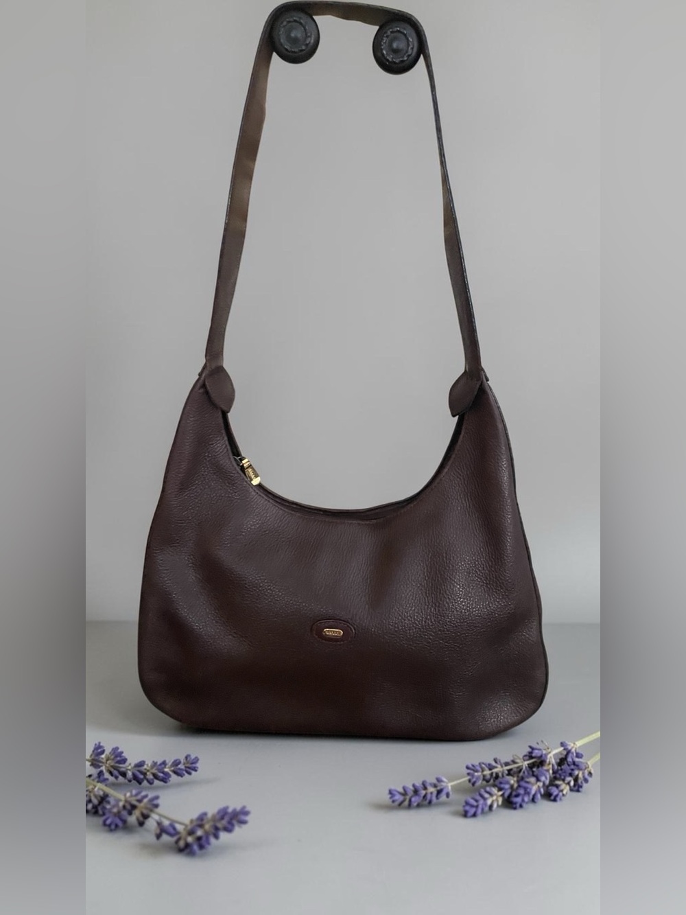 Bally Vintage Dark Brown Pebbled Leather Shoulder Bag